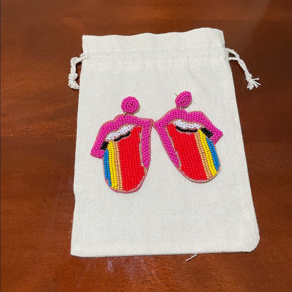 Brand New Rolling Stones beaded earrings